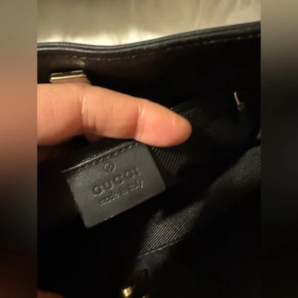 Authentic Gucci black/gray logo canvas shoulder bag - Picture 12 of 17